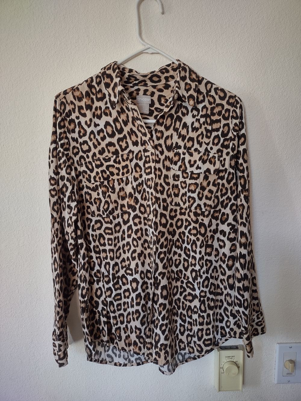 Chico's Leopard Print Button-Down Shirt - Beige & Brown